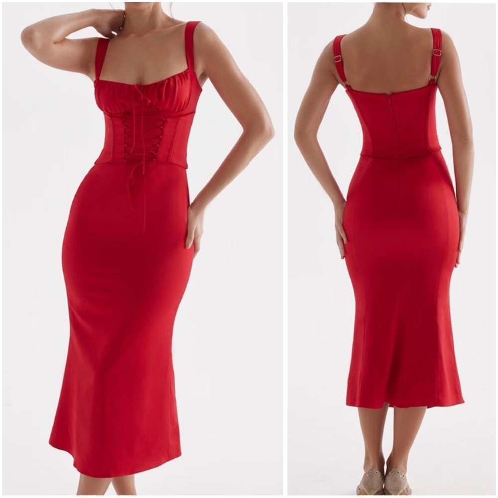 House of CB “Valencia” Red Corset Dress Set S+ Plus Top NWOT - Picture 7 of 16